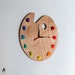 Artist Palette Clock, 3D Paint on Wood Pallet Pallette -  art studio decor, artist painter gift 