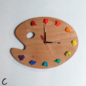Artist Palette Clock, 3D Paint on Wood Pallet Pallette art studio decor, artist painter gift image 3