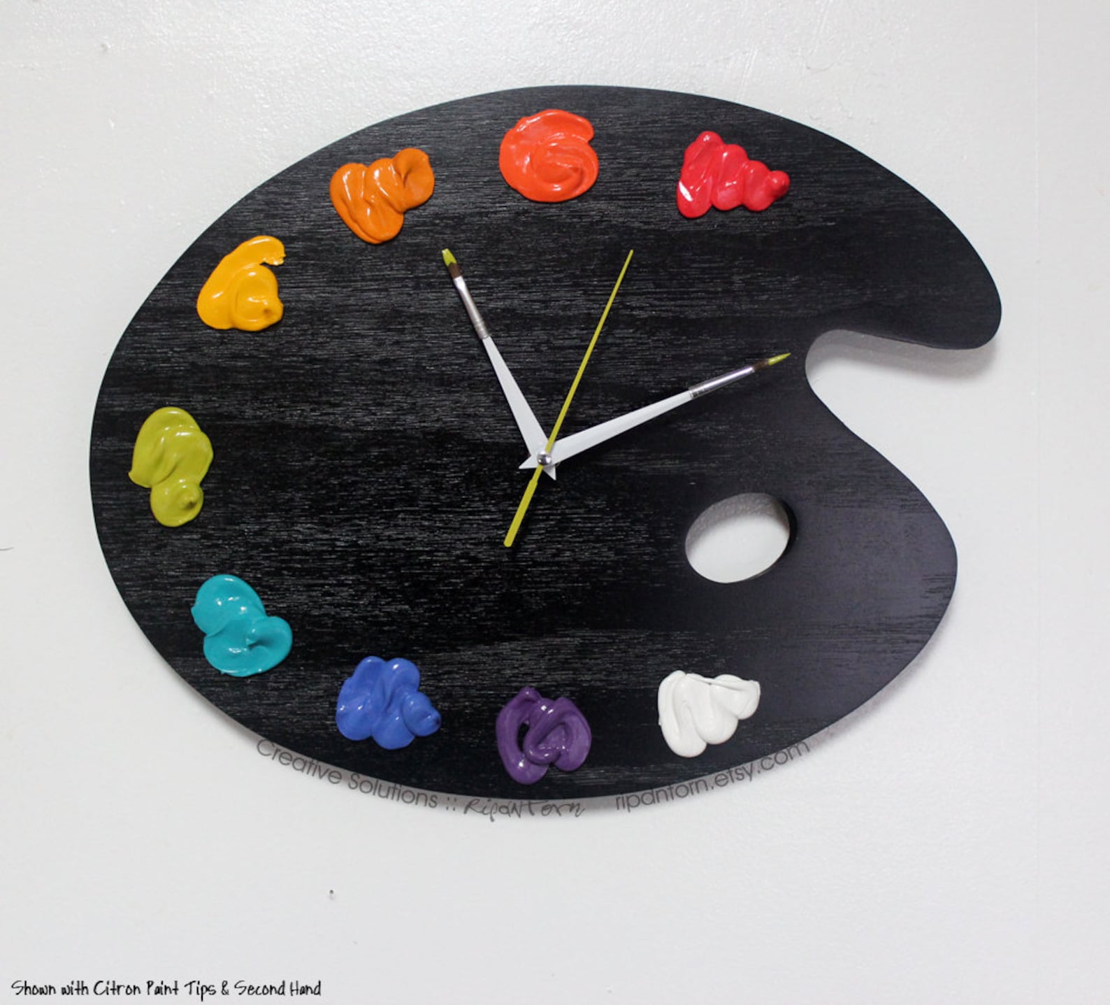 Art Palette Wall Clock With Paint BRIGHTS Color Collection Etsy
