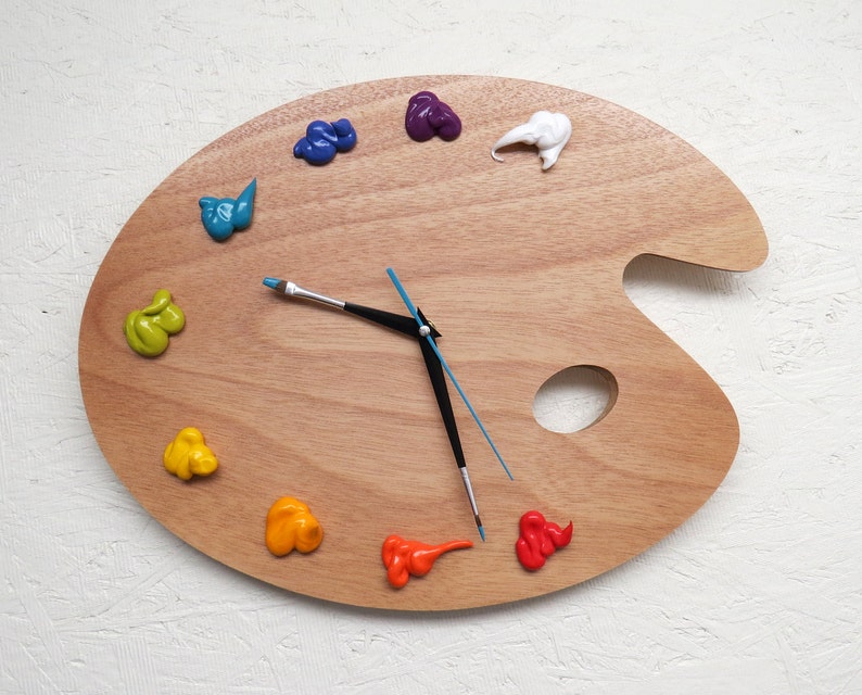 Artist Palette Clock 3D Paint on Wood Left or Right Handed Etsy
