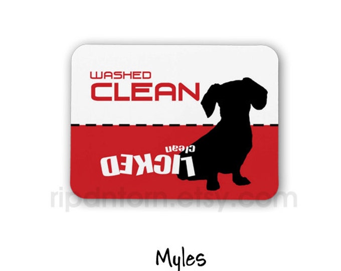Clean Dirty Dishwasher Weiner Dog Design Washed Clean, Licked