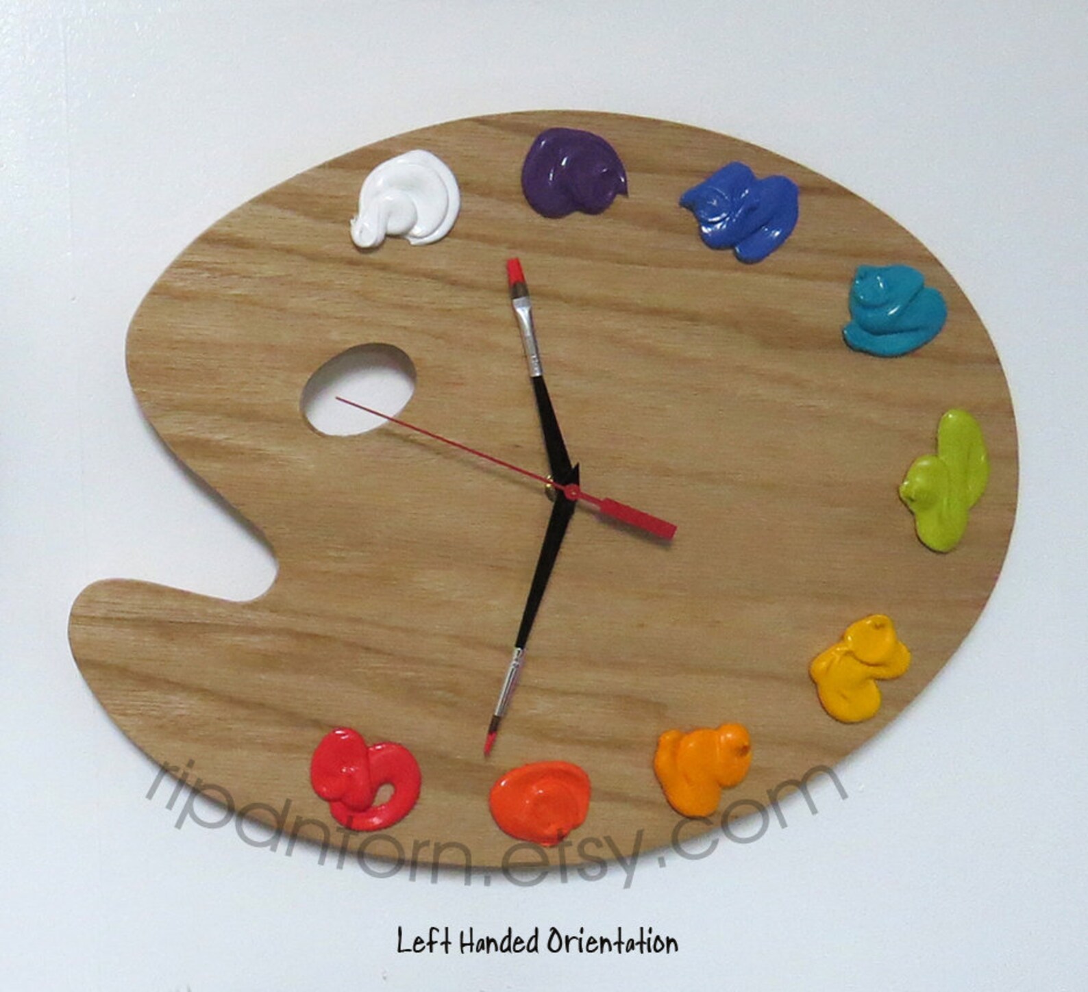 Artist Palette Clock 3D Paint on Wood Left or Right Handed Etsy