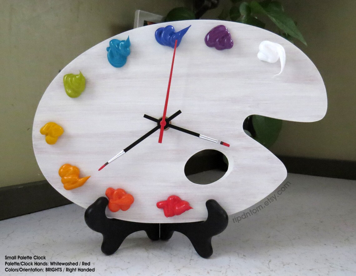 Artist Palette Clock 3D Paint on Wood BRIGHTS WHITE SMALL Etsy