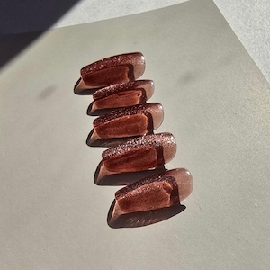 Brown Cat Eye Nails, Coffin Press On Nails Short, Clear Glass Jelly Press Ons, Long Beige Almond Nails, Sparkly Glitter Reusable Fake Nails
