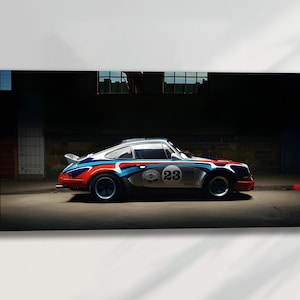 Historic Martini Racing Porsche 911 Wall Art | Vintage Racing Car Poster for Car Enthusiasts