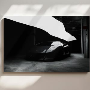 Lamborghini Aventador Canvas Art | Black Luxury Sports Car Wall Decor | Iconic Automotive Print