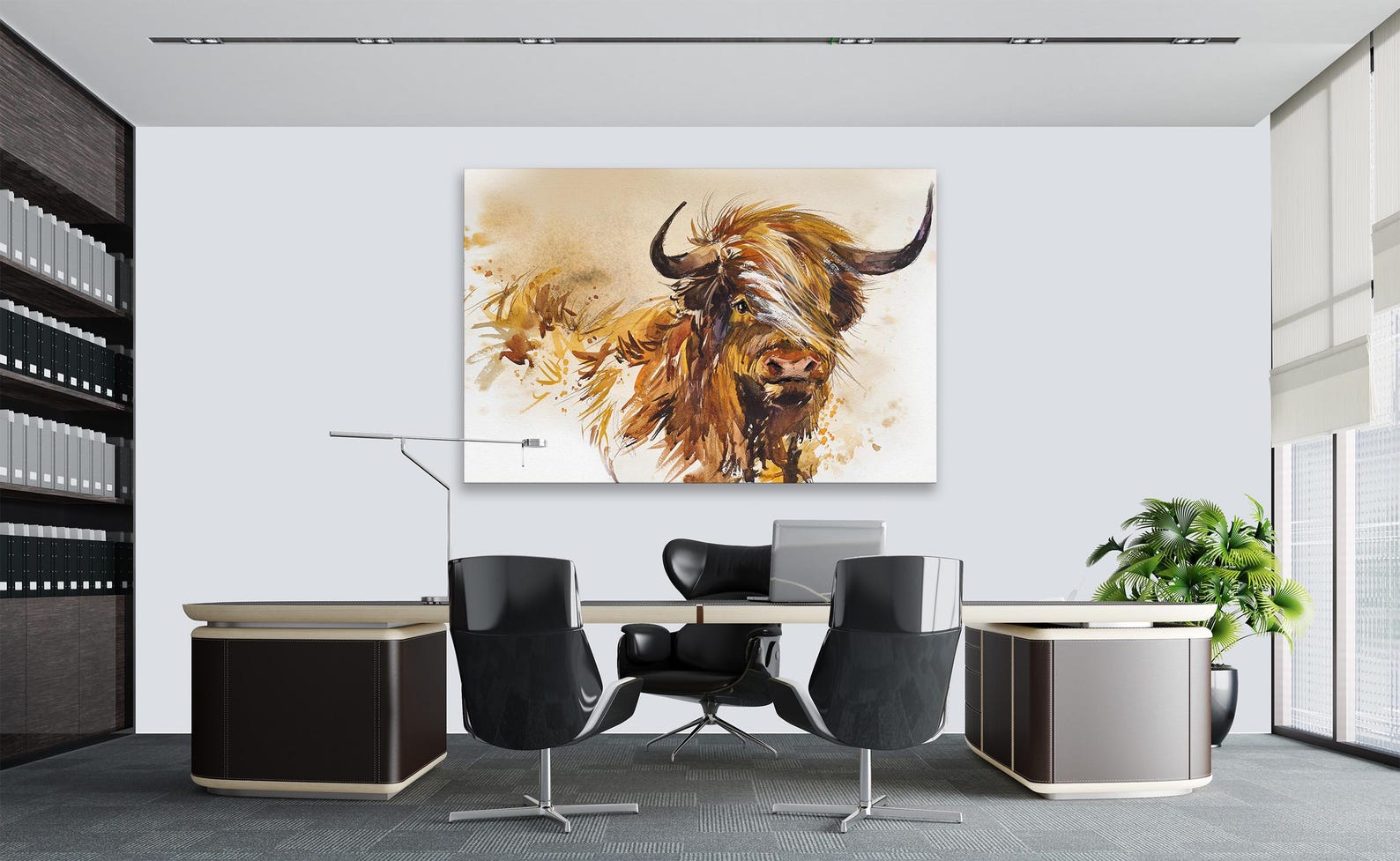 Rustic Highland Cow Wall Art – Handmade Natural Design