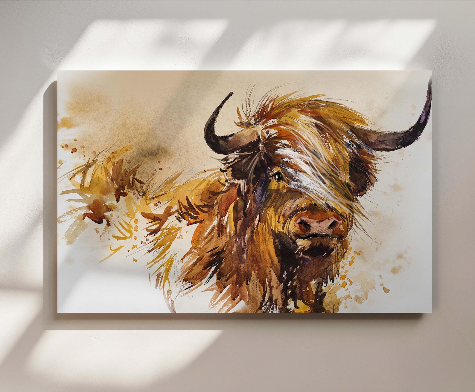 Rustic Highland Cow Wall Art – Handmade Natural Design main image 1