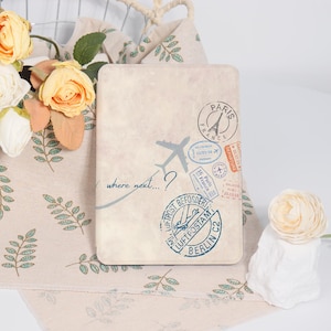 Travel Stamp Case For Kindle 11/12th Paperwhite 10/11/12th KPW6 Colorsoft Basic 2024, 6/6.8/7 inch Personalized Kindle cover