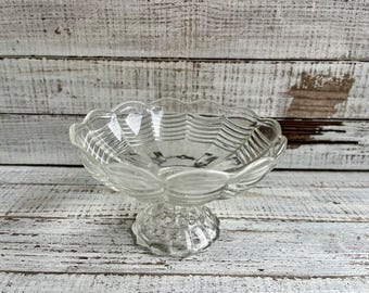Vintage clear glass footed candy dish glassware early American pattern glass compote pedestal