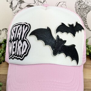 Stay Weird Patched Hat | Trucker | Bats | Halloween | Goth