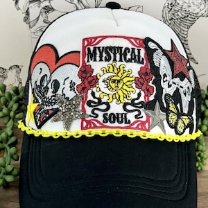 Mystical Soul Patched Hat | Trucker | Tarot | Goth | Moon | Skulls