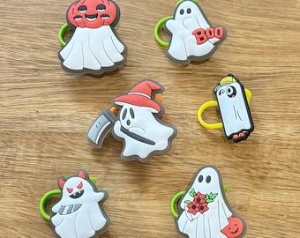 Ghost Silicone Straw Topper, 10mm Stanley Tumbler Cover, Halloween Spooky Drink Accessory Gift