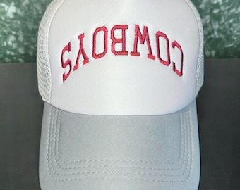 Cowboys Embroidered Trucker Hat, Upsidedown Hat, Team School College Football, Trending Gift