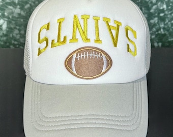 Saints Football Embroidered Trucker Hat, Upsidedown Hat, Team School College, Trending Gift