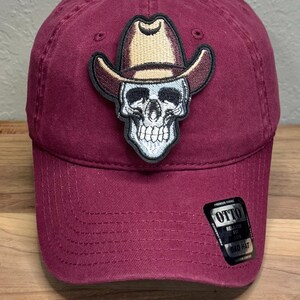 Skull Cowboy Cotton Hat | Vintage Wash | Distressed | Western | Farm | Skeleton | Goth | Punk