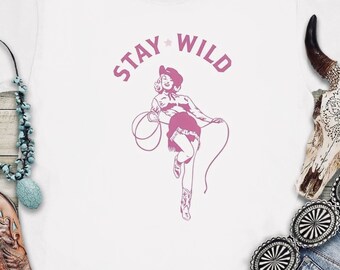 Stay Wild Graphic Tee, Vintage Western Shirt, Cowgirl Country Aesthetic Comfort Colors Tank Sweatshirt, Womens Gift