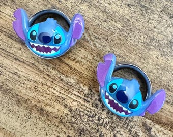 Blue Monster Ear Plugs | Handmade | Gauges | Tunnels | Goth | Punk | Y2K | Stitches
