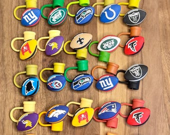 Football Straw Topper | Team | Handmade | Tumbler Accessory