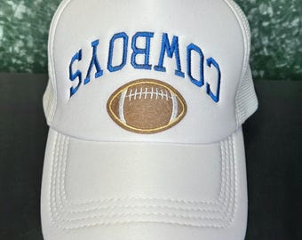 Cowboys Football Embroidered Trucker Hat, Upsidedown Hat, Team School College, Trending Gift