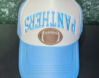 Panthers Football Embroidered Trucker Hat, Upsidedown Hat, Team School College, Trending Gift
