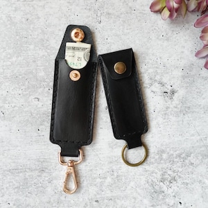Leather Hidden Wallet, Custom Name, Case Keychain, Keychain, Accessory, Gift