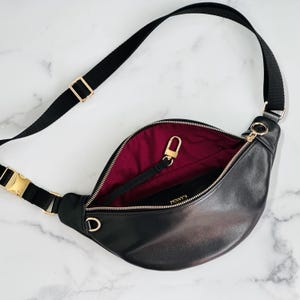 Bauchtasche Schwarz Leder Gürteltasche