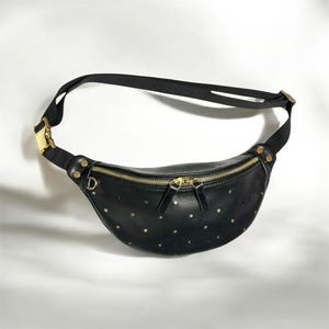 Mini Fanny Pack Sparkling light black Leather handmade and designed by Penny&#39;s Leather house