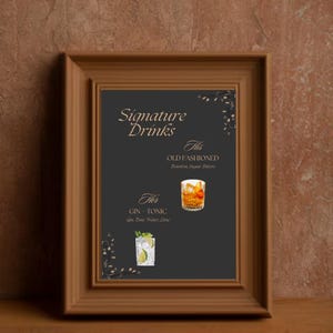Chic Minimalist Wedding Signature Drinks - Signature Drinks, Signature Drinks, Cocktail Menu, Reception Drinks, Bar Menu, Custom Drinks