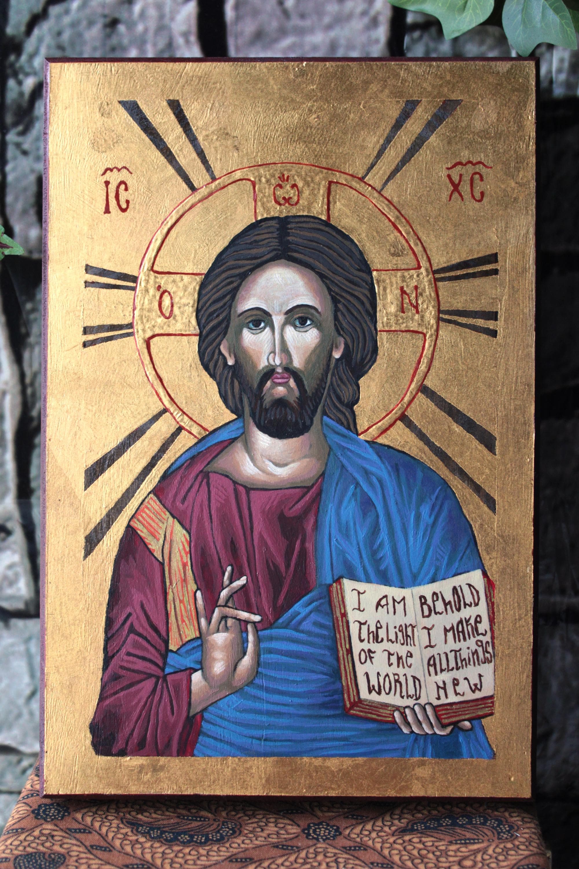 Hand Painted Jesus Christ Icon Pantocrator Orthodox Eastern Iconography ...