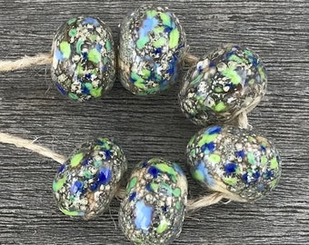 Silverreactions - 6 handmade lampwork beads (36)
