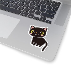 Cute Cat Kiss-Cut Stickers | Adorable Cat Decals for Planners, Laptops, and Scrapbooking, Black Cat Art, Gifts for Cat Lovers
