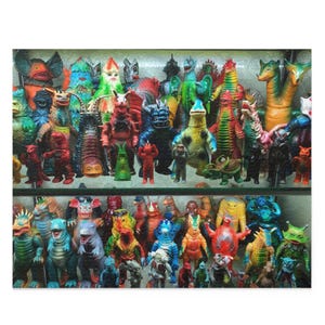 Soft Vinyl Kaiju Monster Collection Jigsaw Puzzle | Retro Japanese Toy Art Puzzle | Vintage Monster Puzzle Gift for Collectors |