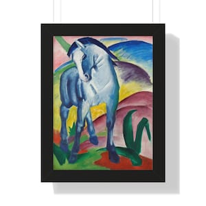 Impresión artística enmarcada de caballo expresionista &quot;Caballo azul&quot; de Franz Marc