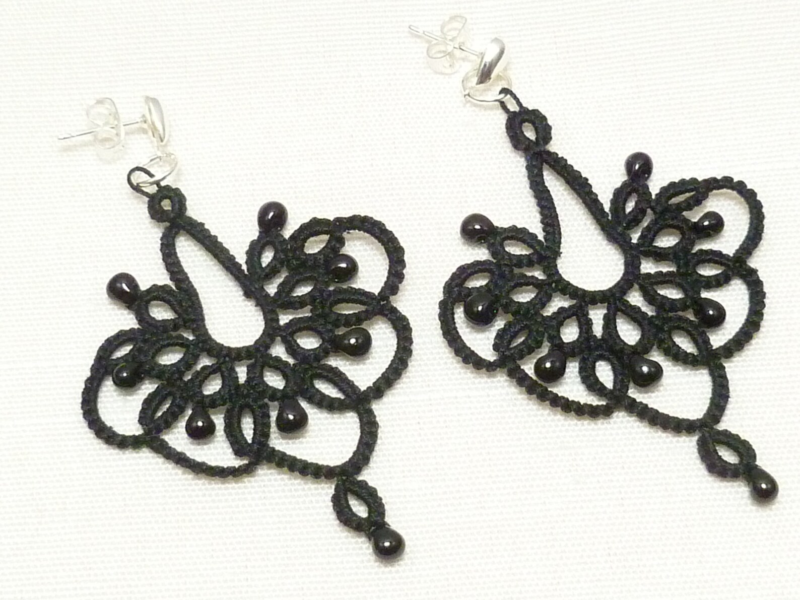 Shuttle tat jewelry lace chandelier earrings with glass beads Etsy