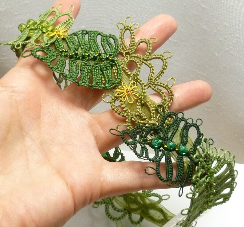 Shuttle Tatting Lace Leaf Collar leaf Garland JJ Chic Etsy