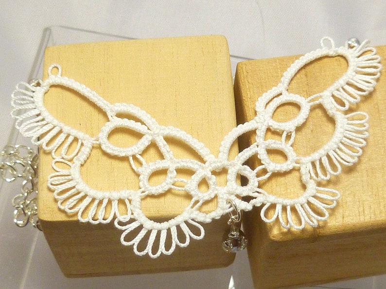 Shuttle Tatted Lace Wings Pendant valor Necklace Handmade Etsy