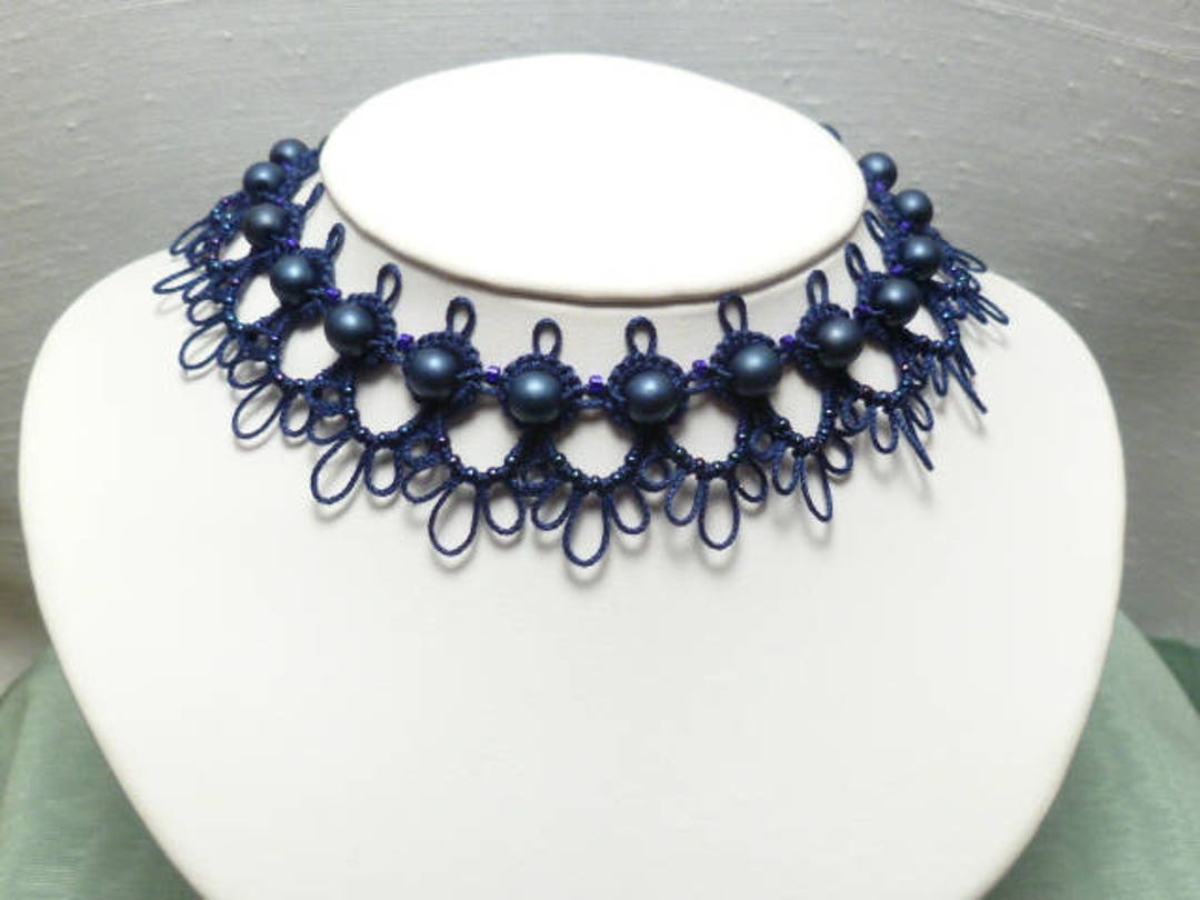 Tatted Lace Choker Necklace the Debutante With Glass Pearls - Etsy