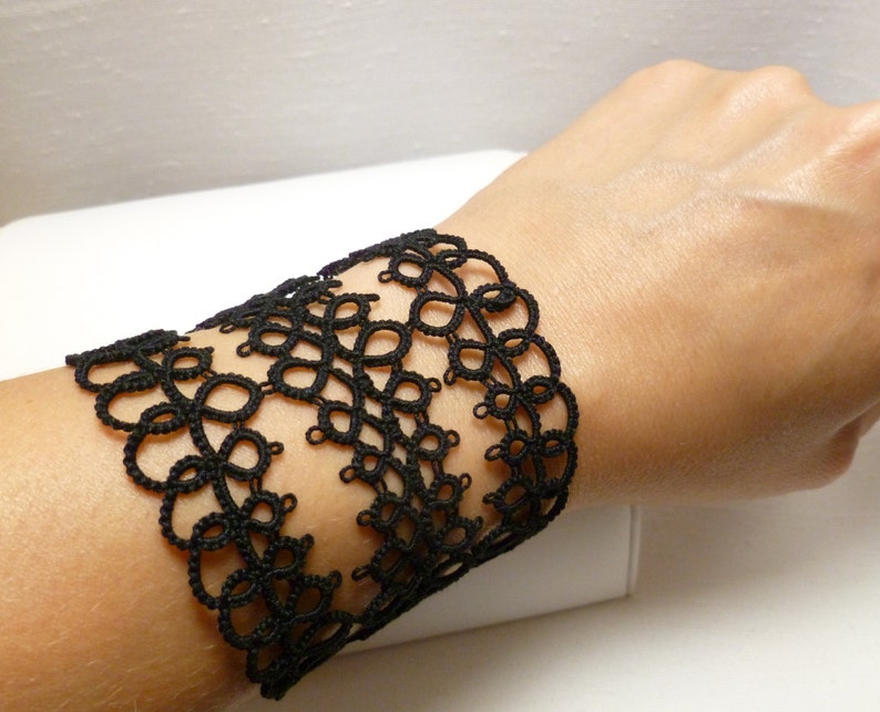 Tatting Jewelry Black Lace Cuff Bracelet fearless Grace Etsy