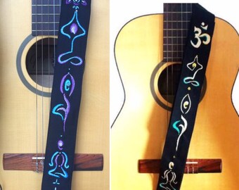 Zen Guitar Strap/Yoga Guitar Strap/ Ready to Ship Hand Embroidered- Namaste Guitar Strap
