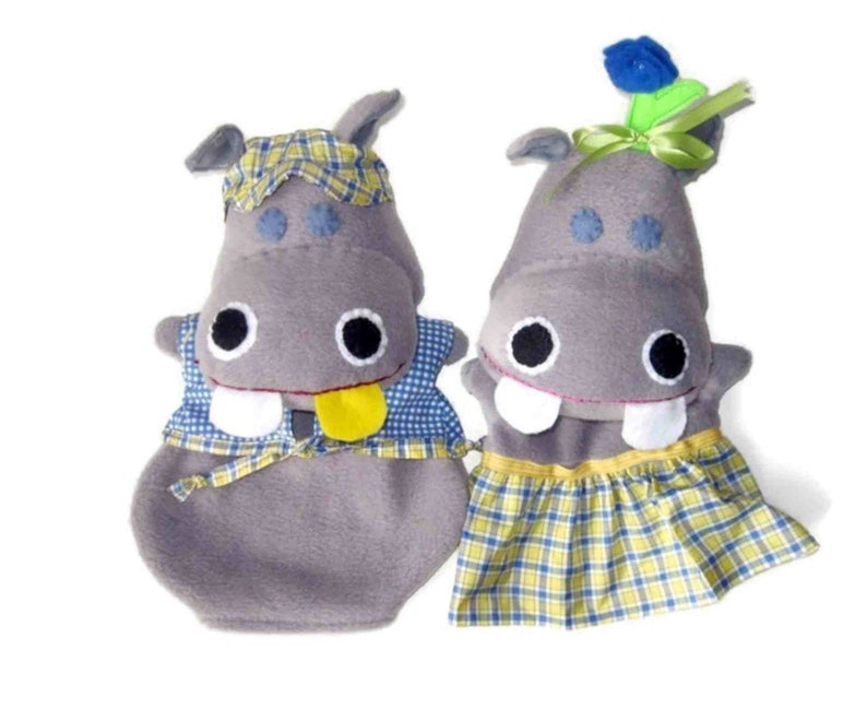 Pair of Hippos Puppets Custom Hand Puppet Set From Story Etsy