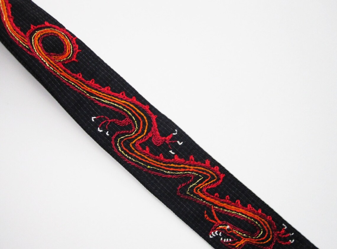 Year of the Dragon Guitar Strap/red Dragon/chinese Characters Etsy