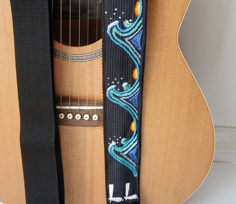 Guitar Strap Japanese Great Wave of Kanagawa Custom Etsy