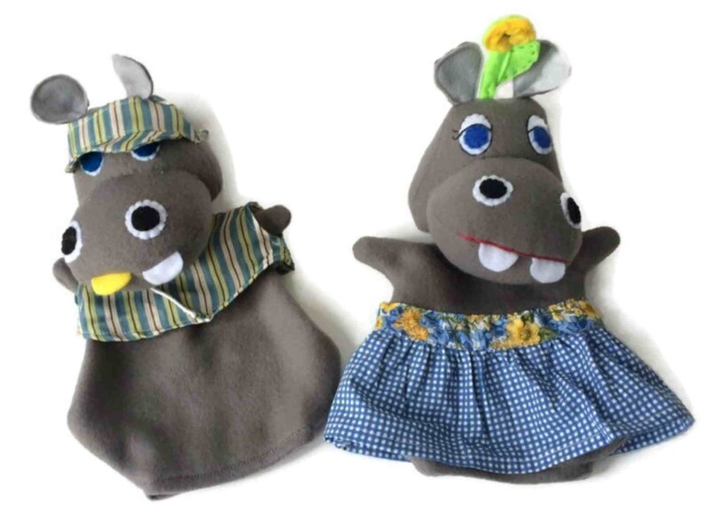 Pair of Hippos Puppets Custom Hand Puppet Set From Story Etsy