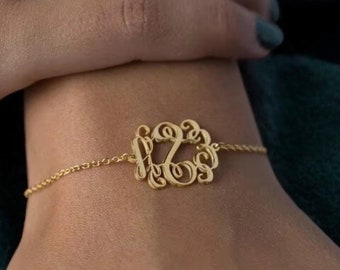 Monogram Bracelet, Monogram Initial Bracelet, Family Name Bracelet, Monogrammed Jewelry, Personalized Monogram Bracelet, Christmas Gift
