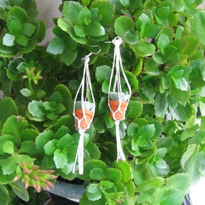 Succulent Plant earrings Mini Macrame hanging Plant, handmade Miniature green plant I love my Garden GARDENING Lover Spring Time \ handmade