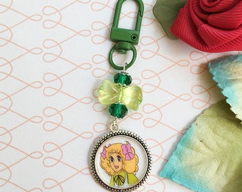 Candy Candy Keychain Purse charms Accessory Anime Manga collector, zipper purse, backpack accessory, Serie cartoon 90's retro girl