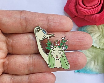 Watering my Plants Enamel Pin Brooch Colorful Super CUTE for collector pins, watering Can pin, For her plant flowers lover gift