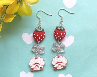 Strawberry Shortcake Inspired Earrings, series 80's TV Collector, strawberry shortcake fan