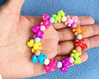 Colorful small horses Stretch Bracelet Kawaii / Ponies elastic bracelet multicolor - for small Petite wrist - Women's Elastic Bracelet